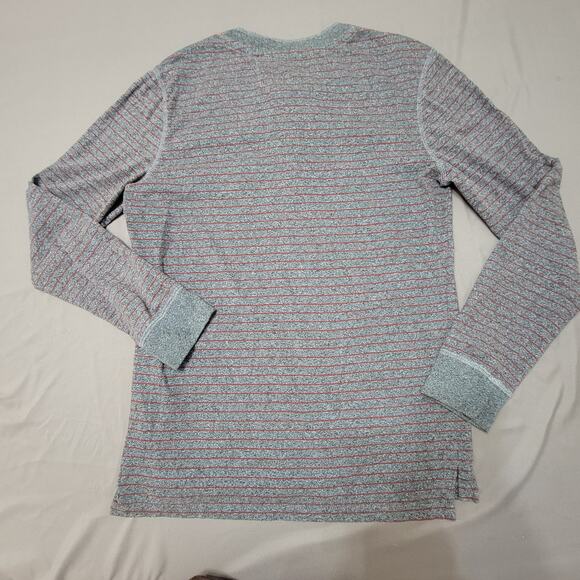Arizona Jean Co Division #1 Henley Shirt Gray Red Stripe Long Sleeve Large - Picture 2 of 8